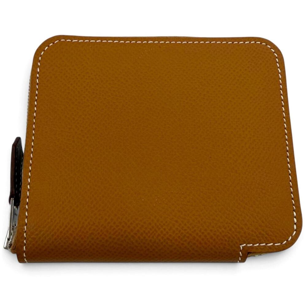 HERMES Azap Compact Silk In Veau Epsom Gold Silver Hardware Wallet/Coin Case ...